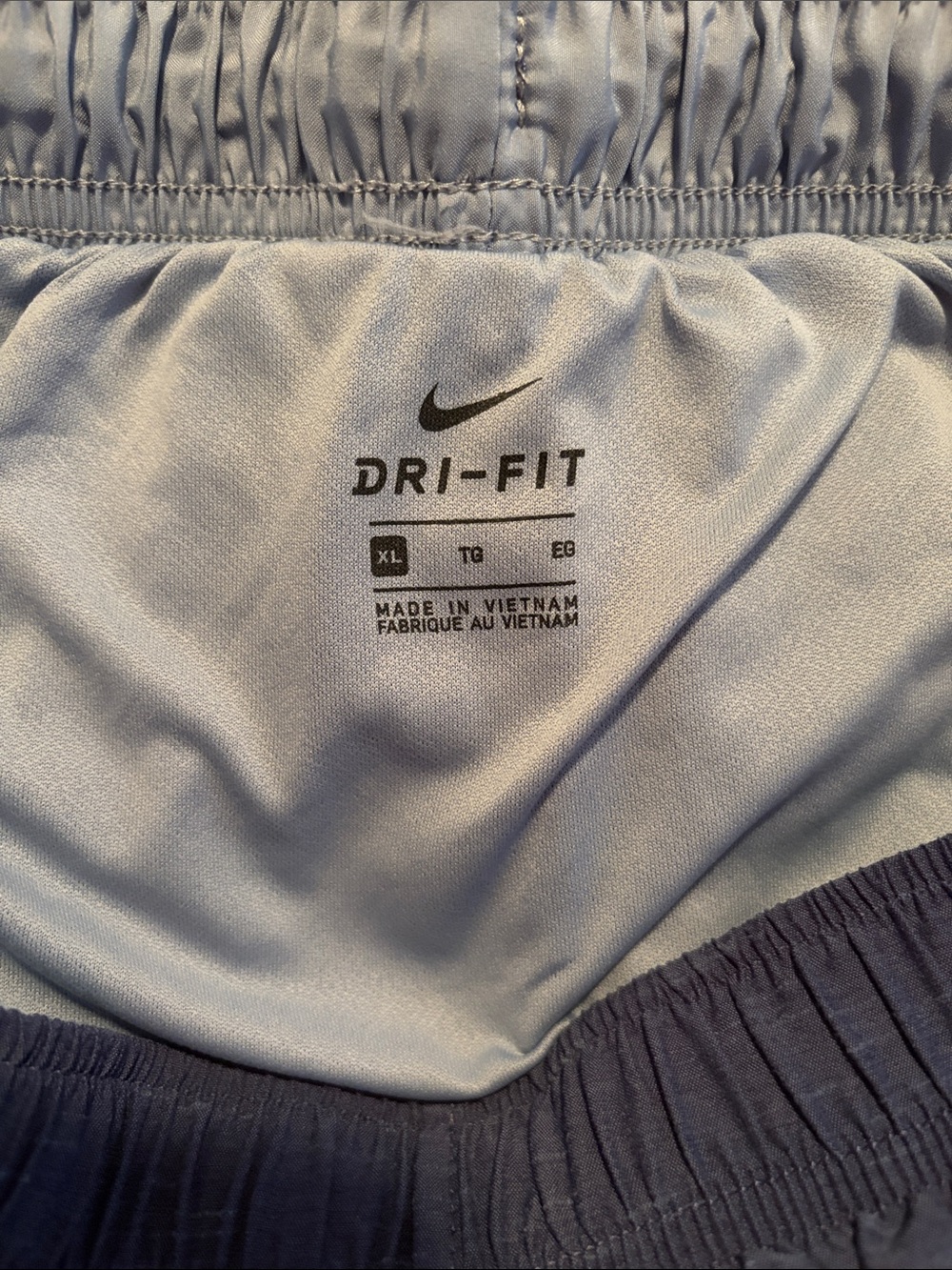 Nike Women's Navy Shorts with Light Blue Trim - Picture 2 of 3